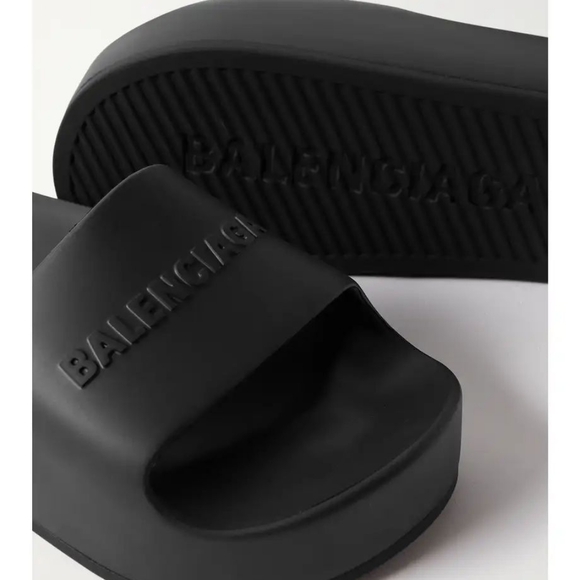 💯 New Original BALENCIAGA Logo rubber platform slides - Picture 7 of 11